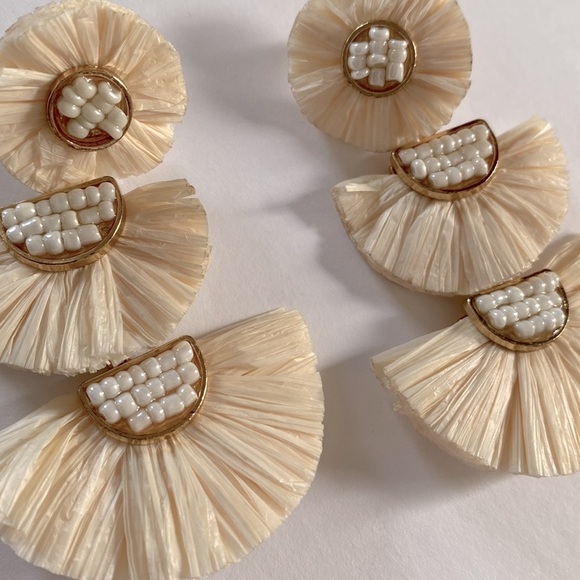 Statement Earrings Beaded Raffia Palm Bohemian Drop Dangle Earrings for women - Picture 4 of 7